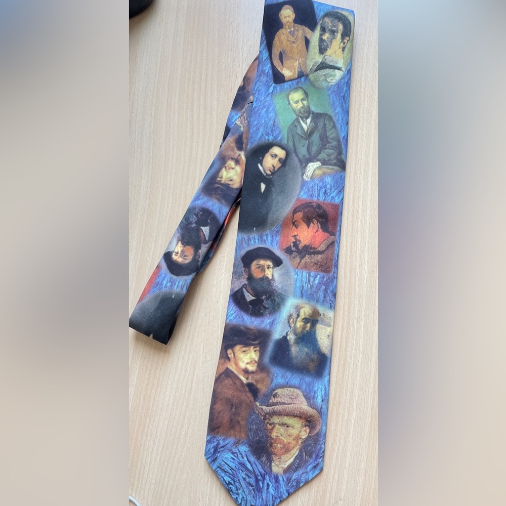 Ralph Marlin Blue and Black Artistic Portrait Tie